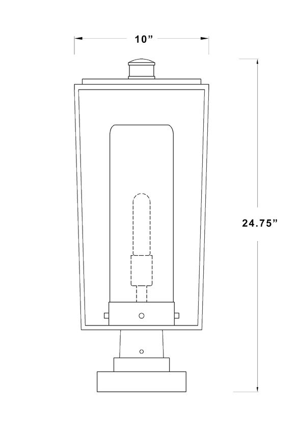 Z-Lite Sheridan 10" 1-Light Black Outdoor Pier Mounted Fixture and Square Pier Mount Hardware With Seedy Glass Shade
