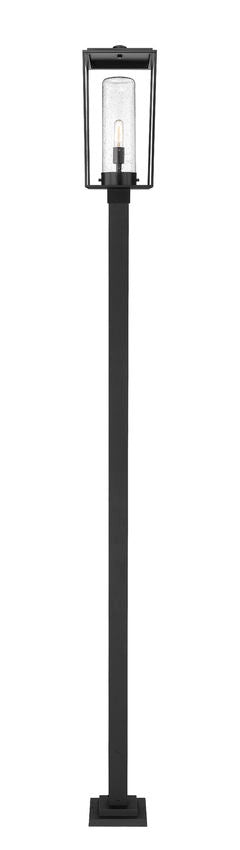 Z-Lite Sheridan 10" W x 116" H 1-Light Black Aluminum and Steel Seedy Glass Outdoor Post Mounted Fixture