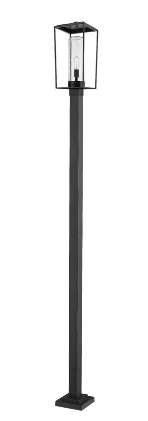 Z-Lite Sheridan 10" W x 116" H 1-Light Black Aluminum and Steel Seedy Glass Outdoor Post Mounted Fixture