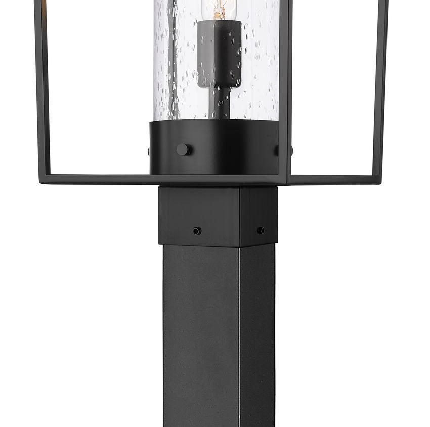 Z-Lite Sheridan 10" W x 116" H 1-Light Black Aluminum and Steel Seedy Glass Outdoor Post Mounted Fixture