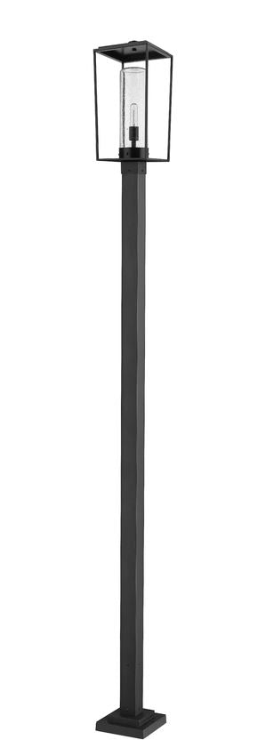 Z-Lite Sheridan 10" W x 116" H 1-Light Black Aluminum and Steel Seedy Glass Outdoor Post Mounted Fixture