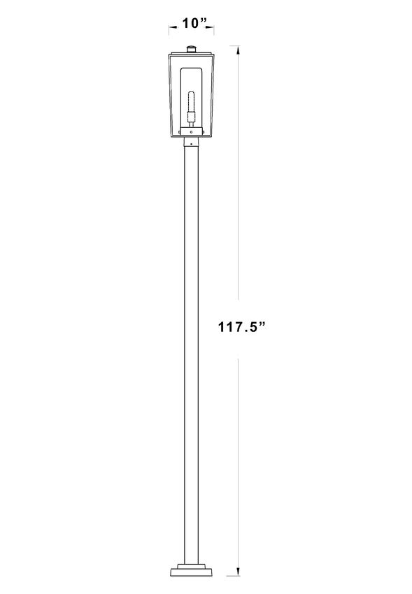 Z-Lite Sheridan 10" W x 116" H 1-Light Black Aluminum and Steel Seedy Glass Outdoor Post Mounted Fixture