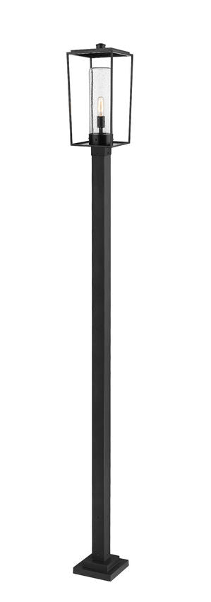 Z-Lite Sheridan 10" W x 116" H 1-Light Black Aluminum and Steel Seedy Glass Outdoor Post Mounted Fixture