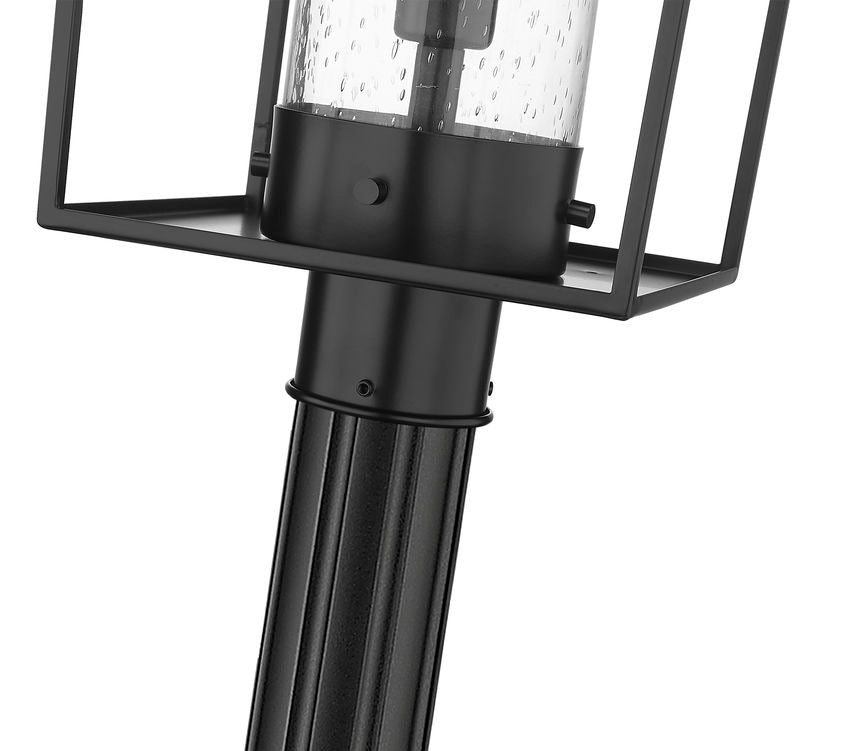 Z-Lite Sheridan 10" W x 117" H 1-Light Black Aluminum and Steel Seedy Glass Shade Outdoor Post Mounted Fixture