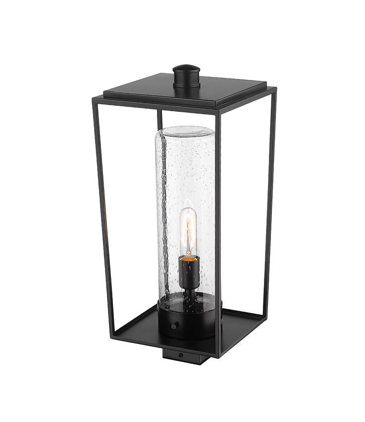 Z-Lite Sheridan 10" W x 22" H 1-Light Black Outdoor Post Mount Fixture With Seedy Glass Shade