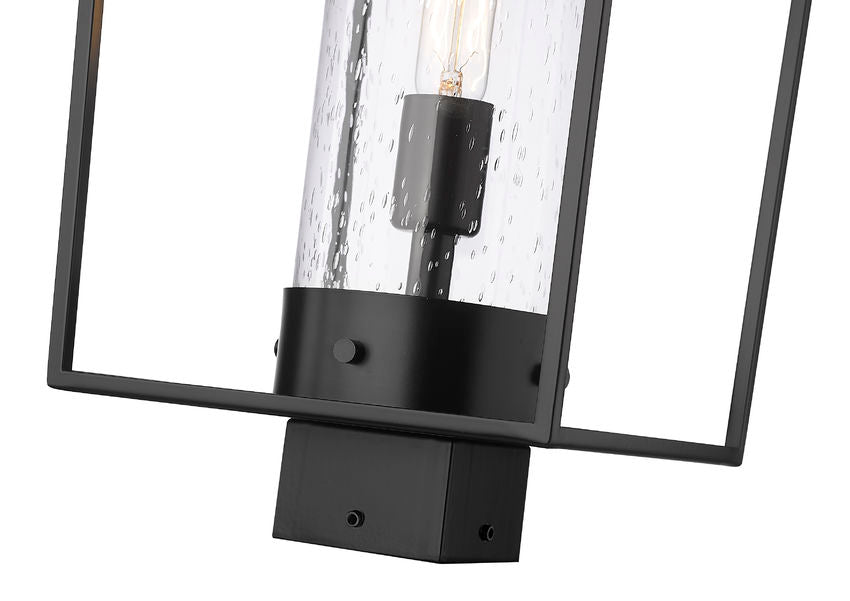 Z-Lite Sheridan 10" W x 22" H 1-Light Black Outdoor Post Mount Fixture With Seedy Glass Shade