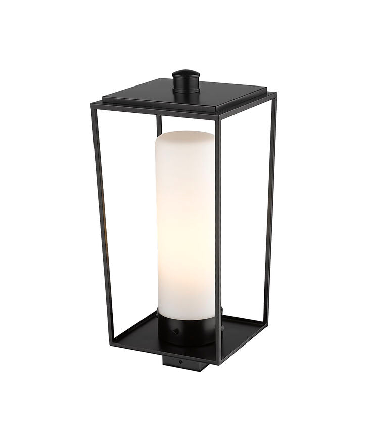 Z-Lite Sheridan 10" W x 22" H 1-Light Black Outdoor Post Mount Fixture With White Opal Glass Shade