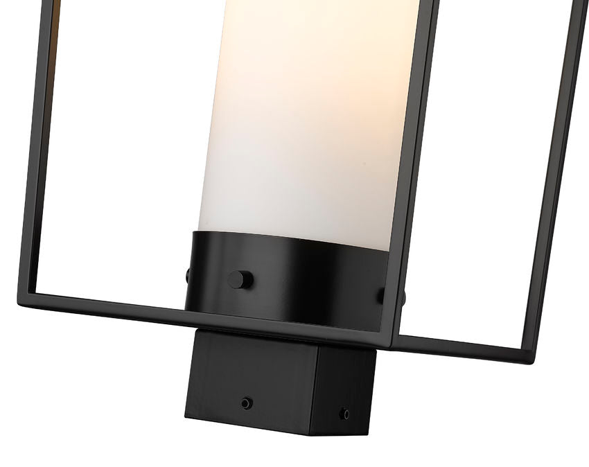 Z-Lite Sheridan 10" W x 22" H 1-Light Black Outdoor Post Mount Fixture With White Opal Glass Shade