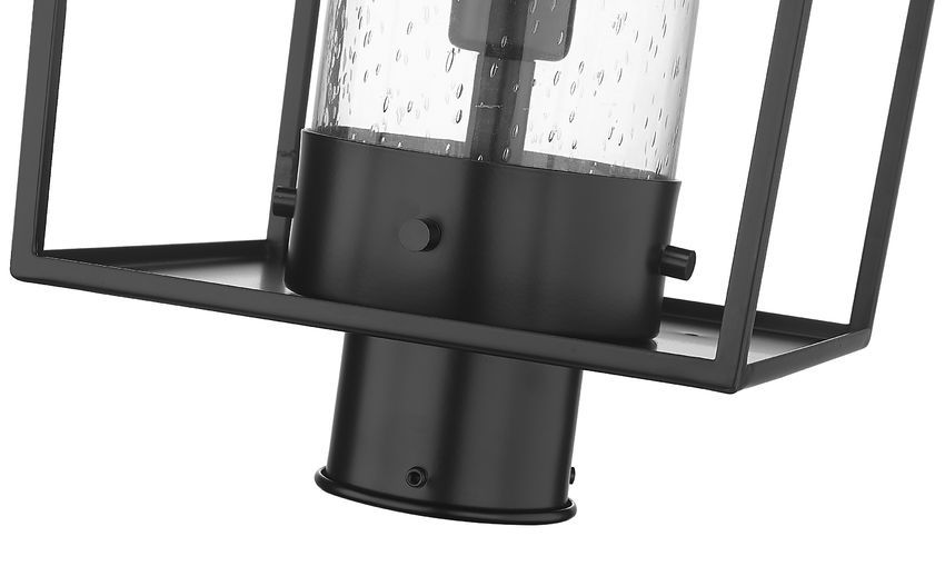 Z-Lite Sheridan 10" W x 23" H 1-Light Black Outdoor Post Mount Fixture With Seedy Glass Shade