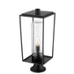 Z-Lite Sheridan 10" W x 25" H 1-Light Black Outdoor Pier Mounted Fixture and Round Pier Mount Hardware With Seedy Glass Shade