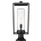 Z-Lite Sheridan 10" W x 25" H 1-Light Black Outdoor Pier Mounted Fixture and Round Pier Mount Hardware With Seedy Glass Shade