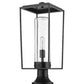 Z-Lite Sheridan 10" W x 25" H 1-Light Black Outdoor Pier Mounted Fixture and Round Pier Mount Hardware With Seedy Glass Shade