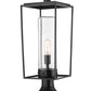 Z-Lite Sheridan 10" W x 25" H 1-Light Black Outdoor Pier Mounted Fixture and Round Pier Mount Hardware With Seedy Glass Shade