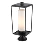 Z-Lite Sheridan 10" W x 25" H 1-Light Black Outdoor Pier Mounted Fixture and Round Pier Mount Hardware With White Opal Glass Shade