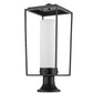 Z-Lite Sheridan 10" W x 25" H 1-Light Black Outdoor Pier Mounted Fixture and Round Pier Mount Hardware With White Opal Glass Shade
