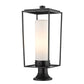 Z-Lite Sheridan 10" W x 25" H 1-Light Black Outdoor Pier Mounted Fixture and Round Pier Mount Hardware With White Opal Glass Shade