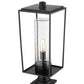Z-Lite Sheridan 10" W x 25" H 1-Light Black Outdoor Pier Mounted Fixture and Square Pier Mount Hardware With Seedy Glass Shade