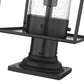 Z-Lite Sheridan 10" W x 25" H 1-Light Black Outdoor Pier Mounted Fixture and Square Pier Mount Hardware With Seedy Glass Shade