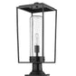 Z-Lite Sheridan 10" W x 25" H 1-Light Black Outdoor Pier Mounted Fixture and Square Pier Mount Hardware With Seedy Glass Shade