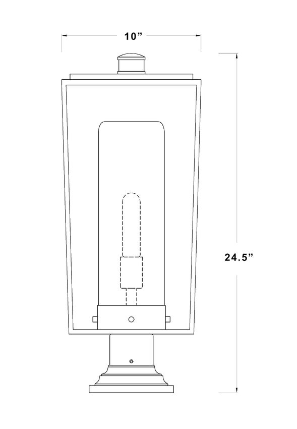 Z-Lite Sheridan 10" W x 25" H 1-Light Black Outdoor Pier Mounted Fixture and Square Pier Mount Hardware With Seedy Glass Shade