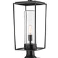 Z-Lite Sheridan 10" W x 25" H 1-Light Black Outdoor Pier Mounted Fixture and Square Pier Mount Hardware With Seedy Glass Shade
