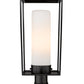 Z-Lite Sheridan 10" W x 25" H 1-Light Black Outdoor Pier Mounted Fixture and Square Pier Mount Hardware With White Opal Glass Shade
