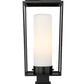 Z-Lite Sheridan 10" W x 25" H 1-Light Black Outdoor Pier Mounted Fixture and Square Pier Mount Hardware With White Opal Glass Shade