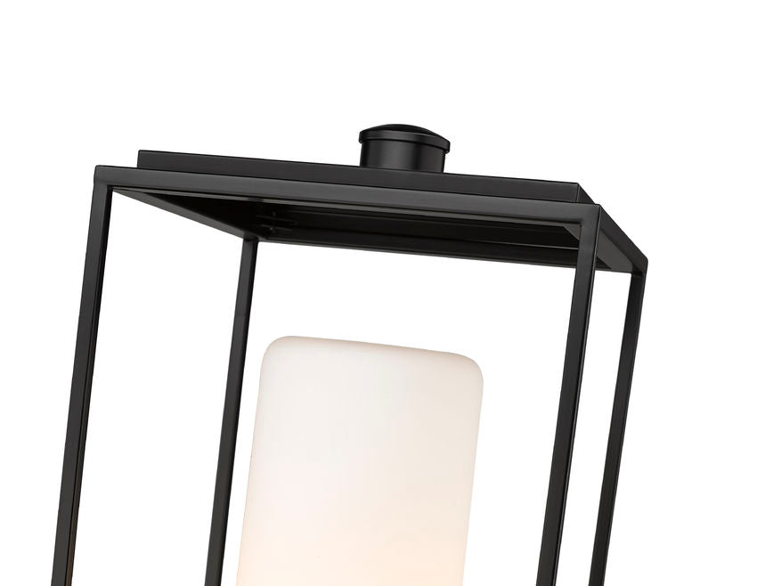 Z-Lite Sheridan 10" W x 25" H 1-Light Black Outdoor Pier Mounted Fixture and Square Pier Mount Hardware With White Opal Glass Shade