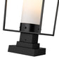 Z-Lite Sheridan 10" W x 25" H 1-Light Black Outdoor Pier Mounted Fixture and Square Pier Mount Hardware With White Opal Glass Shade