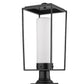 Z-Lite Sheridan 10" W x 25" H 1-Light Black Outdoor Pier Mounted Fixture and Square Pier Mount Hardware With White Opal Glass Shade