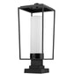 Z-Lite Sheridan 10" W x 25" H 1-Light Black Outdoor Pier Mounted Fixture and Square Pier Mount Hardware With White Opal Glass Shade