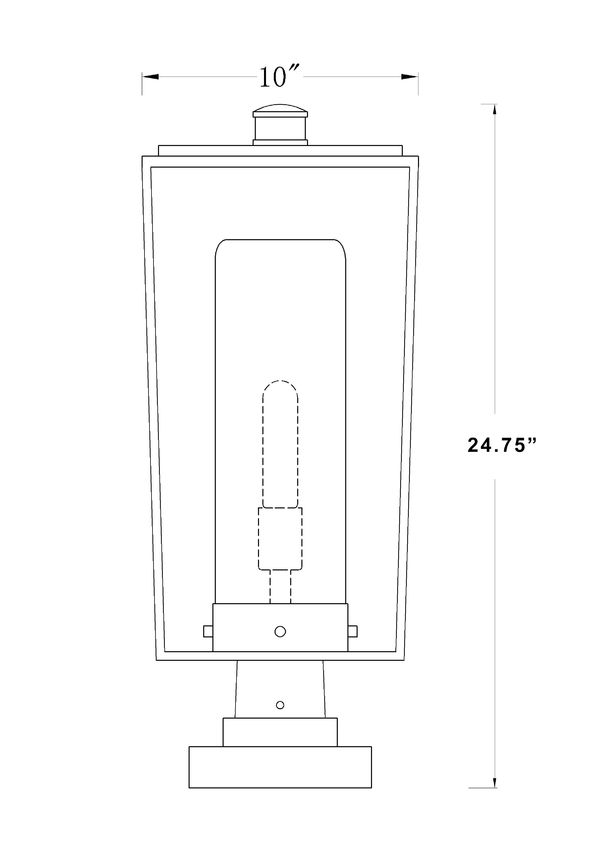 Z-Lite Sheridan 10" W x 25" H 1-Light Black Outdoor Pier Mounted Fixture and Square Pier Mount Hardware With White Opal Glass Shade