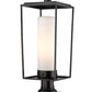 Z-Lite Sheridan 10" W x 25" H 1-Light Black Outdoor Pier Mounted Fixture and Square Pier Mount Hardware With White Opal Glass Shade