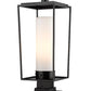 Z-Lite Sheridan 10" W x 25" H 1-Light Black Outdoor Pier Mounted Fixture and Square Pier Mount Hardware With White Opal Glass Shade