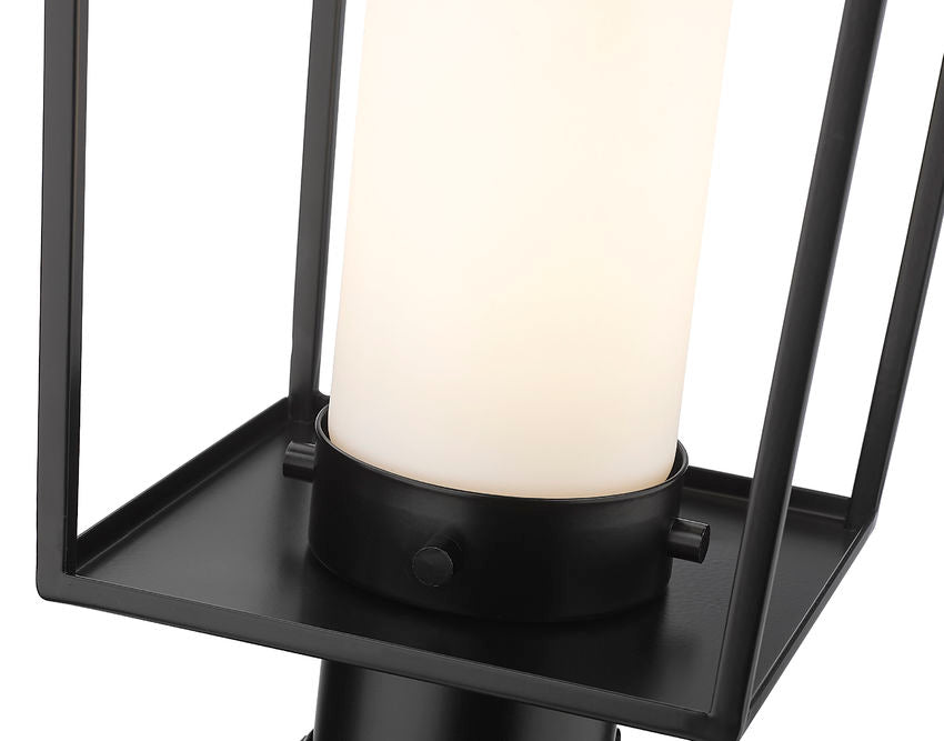 Z-Lite Sheridan 595PHMR-519P-BK 1-Light Aluminum Black Frame White Opal Glass Shade Outdoor Post Mounted Fixture