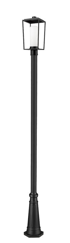Z-Lite Sheridan 595PHMR-519P-BK 1-Light Aluminum Black Frame White Opal Glass Shade Outdoor Post Mounted Fixture