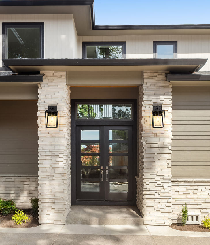Z-Lite Sheridan 7" 1-Light Black Aluminum Outdoor Wall Sconce With Seedy Glass Shade