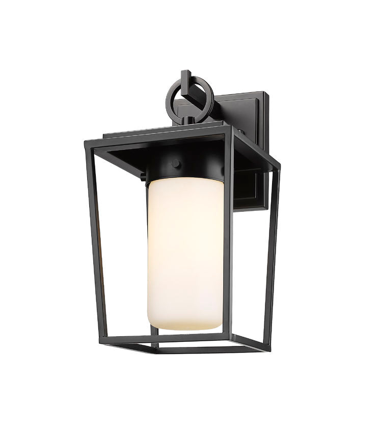 Z-Lite Sheridan 7" 1-Light Black Aluminum Outdoor Wall Sconce With White Opal Glass Shade