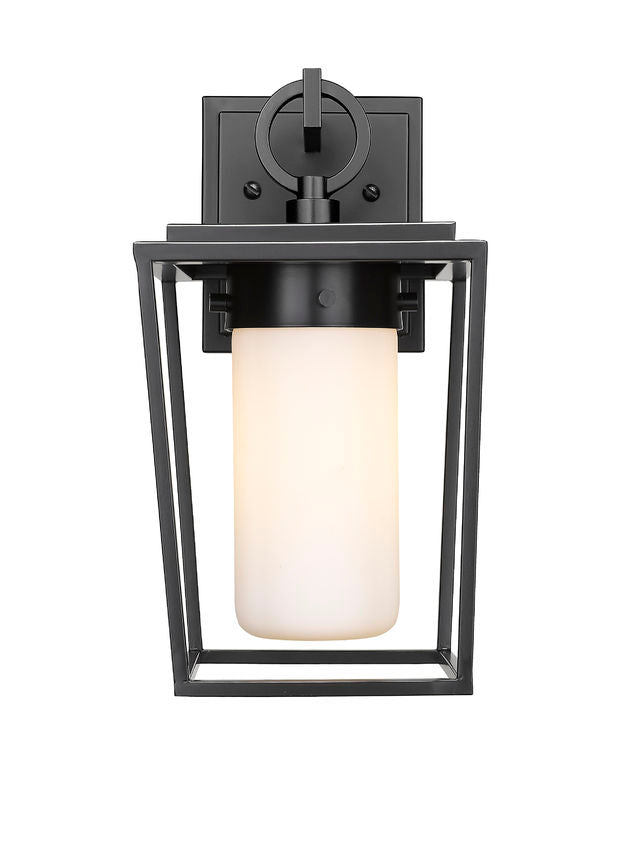 Z-Lite Sheridan 7" 1-Light Black Aluminum Outdoor Wall Sconce With White Opal Glass Shade