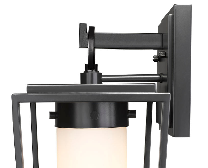 Z-Lite Sheridan 7" 1-Light Black Aluminum Outdoor Wall Sconce With White Opal Glass Shade