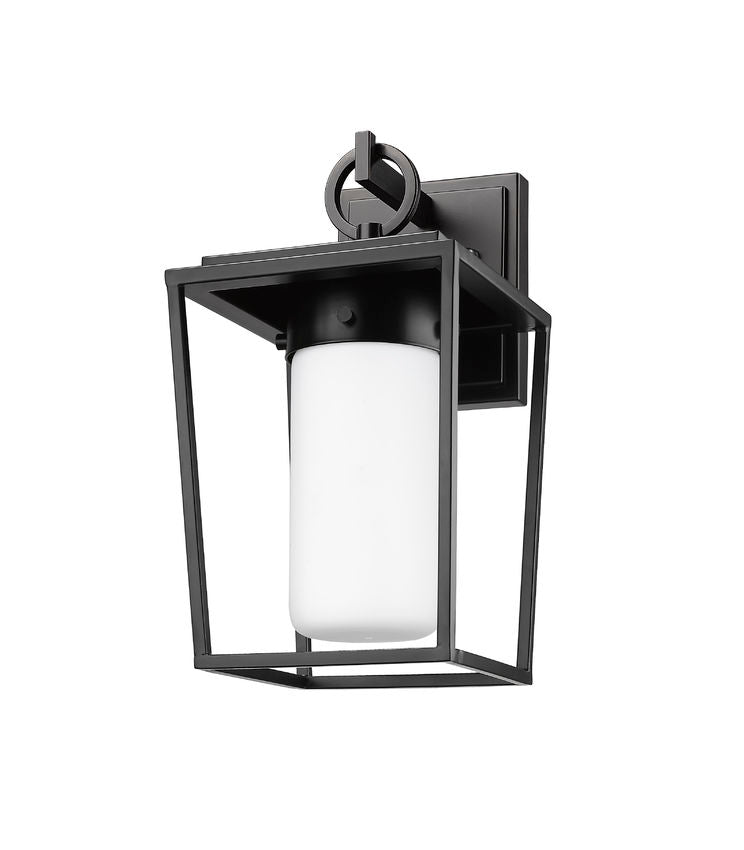 Z-Lite Sheridan 7" 1-Light Black Aluminum Outdoor Wall Sconce With White Opal Glass Shade