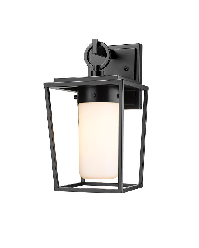 Z-Lite Sheridan 7" 1-Light Black Aluminum Outdoor Wall Sconce With White Opal Glass Shade