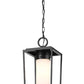 Z-Lite Sheridan 8" 1-Light Black Aluminum Outdoor Chain Mount Ceiling Fixture With White Opal Glass Shade
