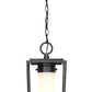 Z-Lite Sheridan 8" 1-Light Black Aluminum Outdoor Chain Mount Ceiling Fixture With White Opal Glass Shade