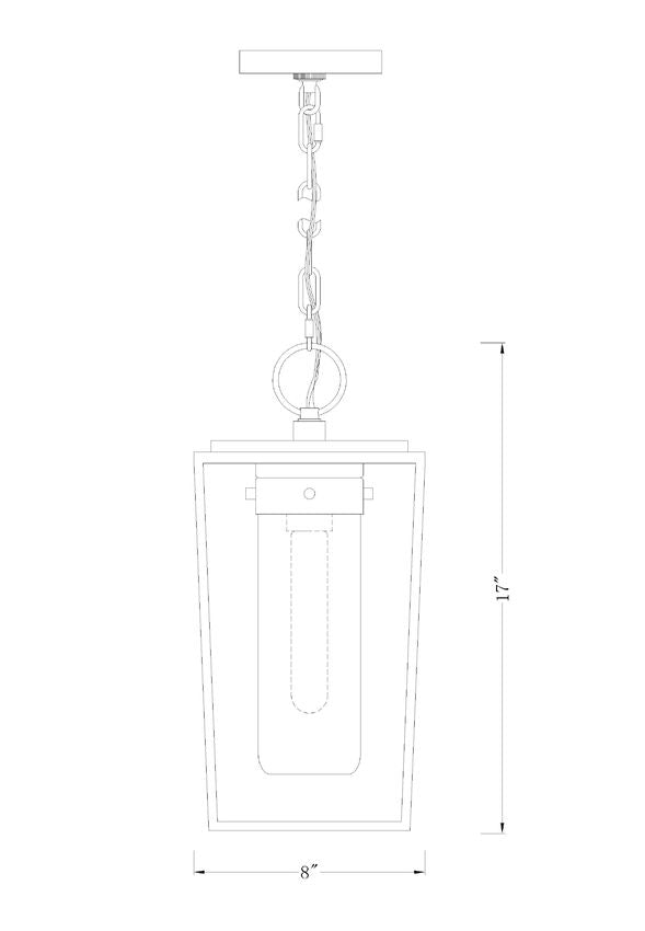 Z-Lite Sheridan 8" 1-Light Black Aluminum Outdoor Chain Mount Ceiling Fixture With White Opal Glass Shade