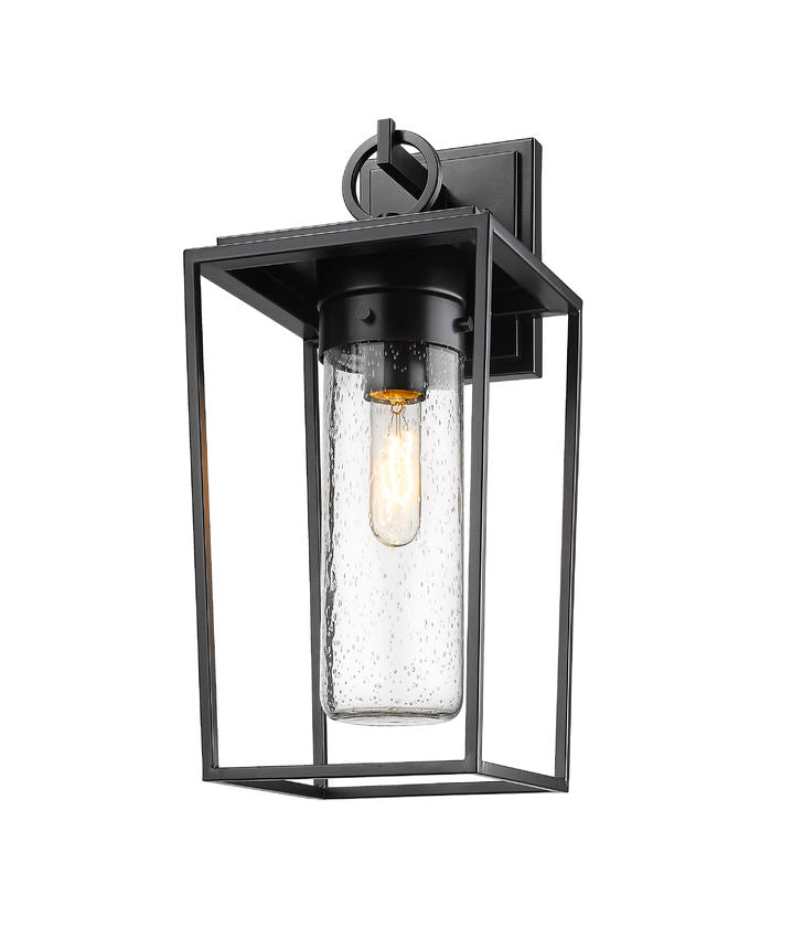 Z-Lite Sheridan 8" 1-Light Black Aluminum Outdoor Wall Sconce With Seedy Glass Shade