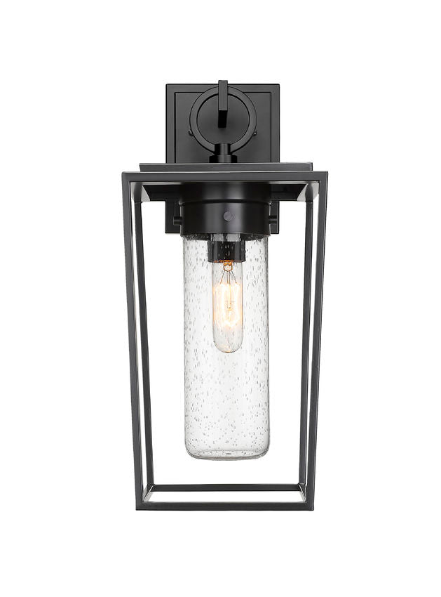 Z-Lite Sheridan 8" 1-Light Black Aluminum Outdoor Wall Sconce With Seedy Glass Shade