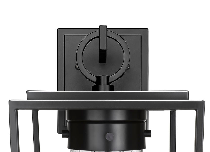 Z-Lite Sheridan 8" 1-Light Black Aluminum Outdoor Wall Sconce With Seedy Glass Shade