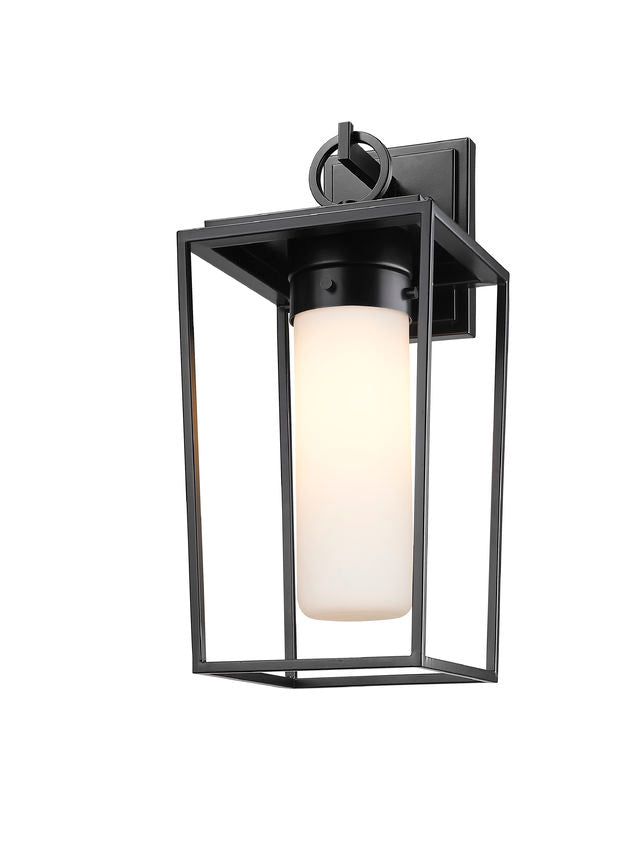 Z-Lite Sheridan 8" 1-Light Black Aluminum Outdoor Wall Sconce With White Opal Glass Shade