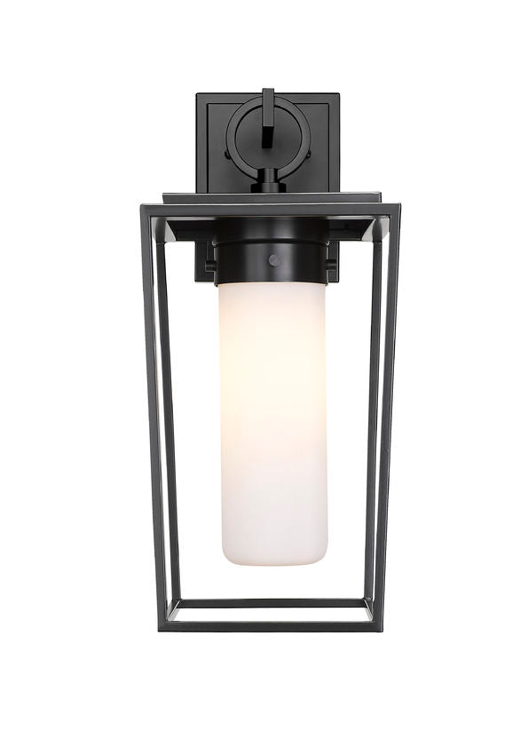 Z-Lite Sheridan 8" 1-Light Black Aluminum Outdoor Wall Sconce With White Opal Glass Shade